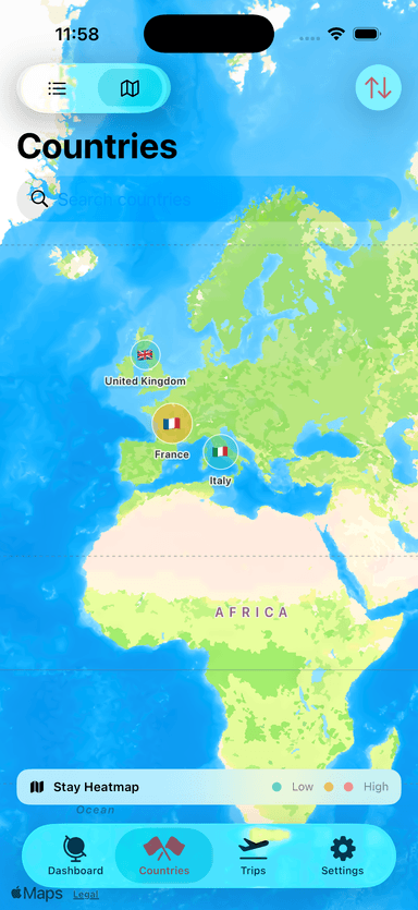 Country stay map